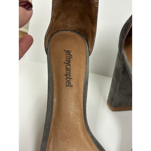 Jeffrey Campbell Holvey Women's 7.5 Sandals Gray Block Heel Ankle Strap Open Toe - Picture 5 of 13